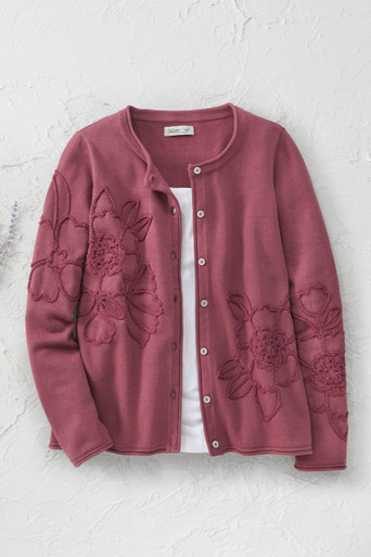 Embroidered Flowers Sweater Cardigan