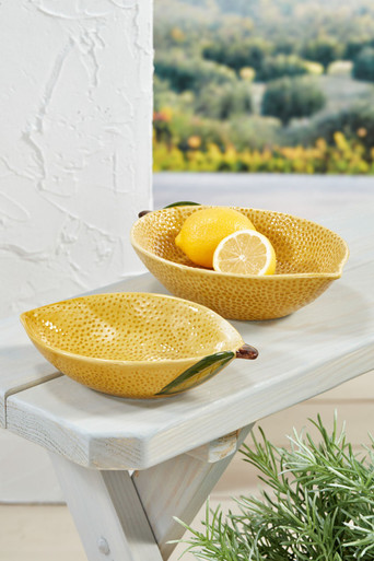 Handpainted Lemon Bowls, Set of 2