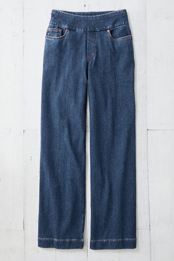Knit Denim Wide-Leg Jeans