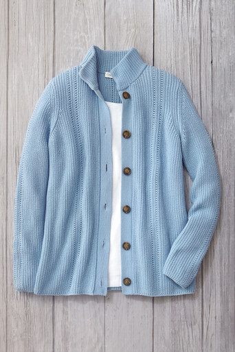Shaker Detail Button Cardigan